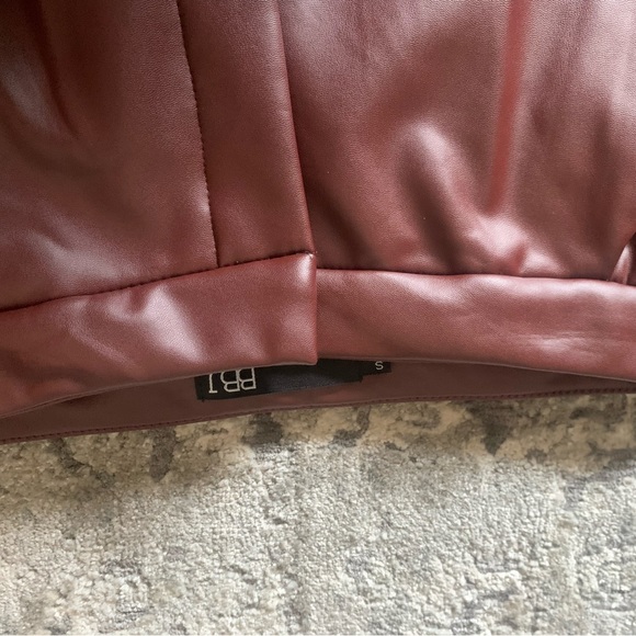 NWT BBJ Los Angeles Dark Rust coloured pleather high rise fit trousers size S - Picture 5 of 6